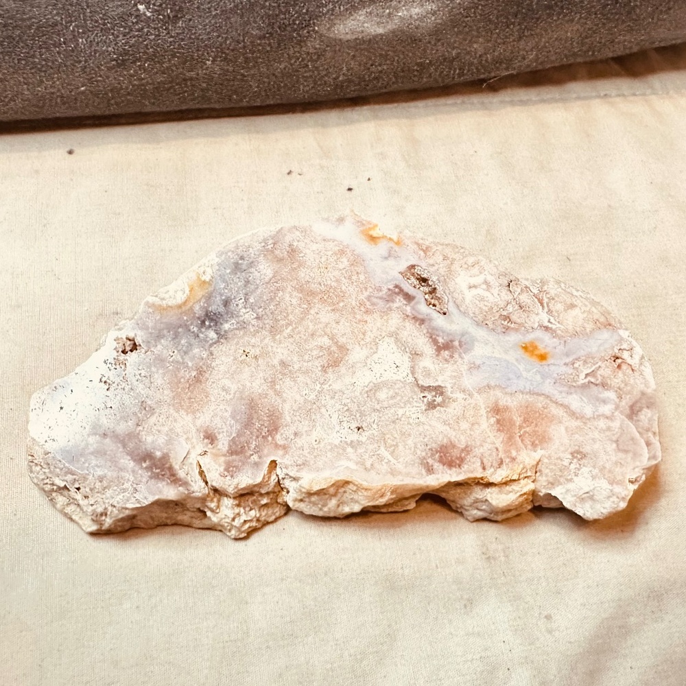 Natural Pink Amethyst Slab with Druzy - Polished Crystal Slice Raw Edges